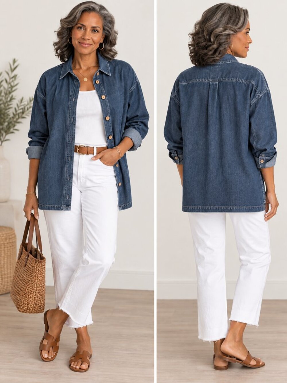 Madewell Woman's Denim Button Front Shirt Long Sleeve Blue Sz S Coastal Boho